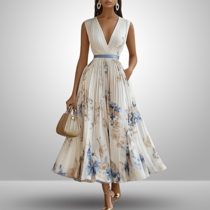 Fleur De Luxe | Robe longue élégante à imprimé aquarelle