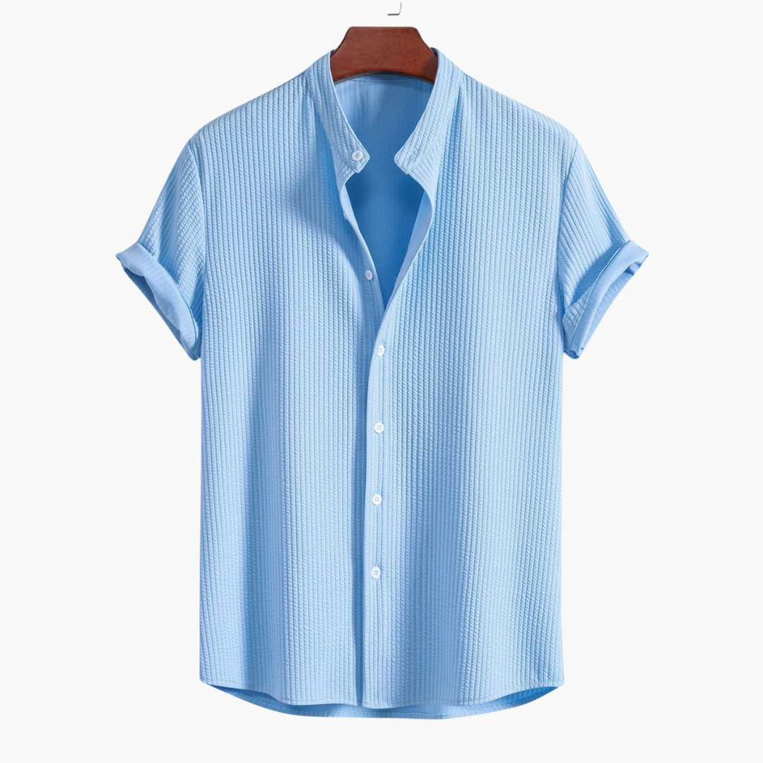 Fleur De Luxe - Chemise Bleu Clair en Coton Gaufré