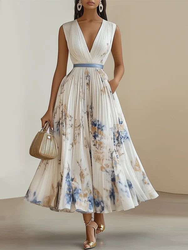 Fleur De Luxe | Robe longue élégante à imprimé aquarelle