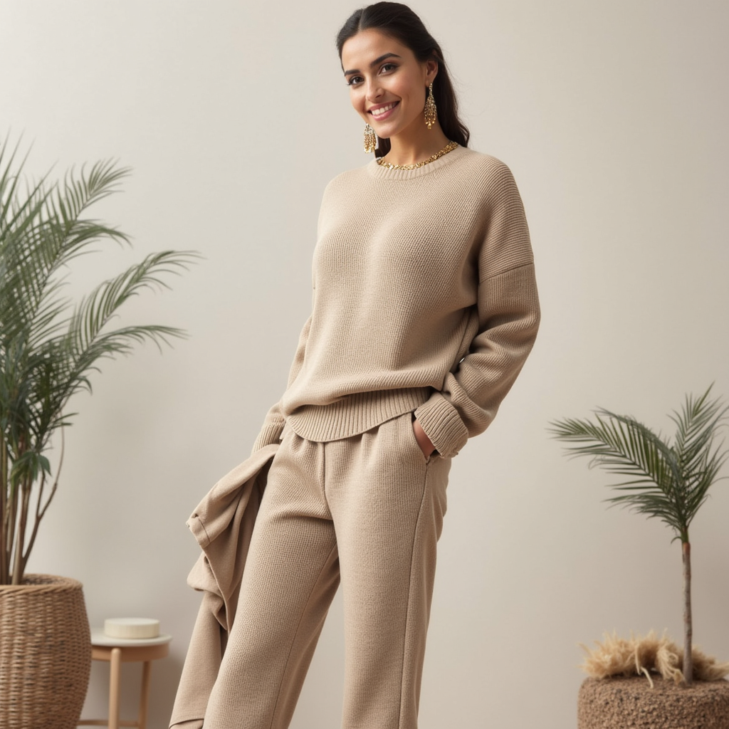 Jacqueline | Ensemble de Tricot Rayé