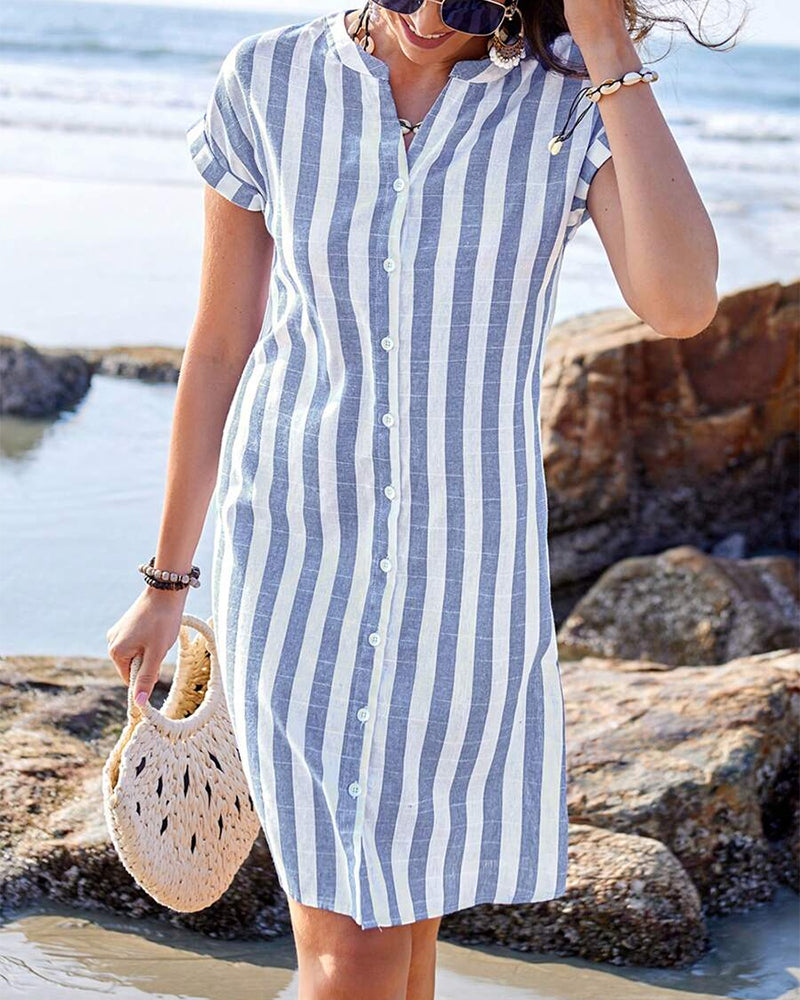 Fleur De Luxe | Robe Chemise Rayée Bord de Mer