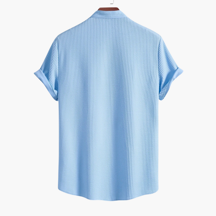 Fleur De Luxe - Chemise Bleu Clair en Coton Gaufré