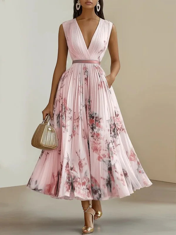 Fleur De Luxe | Robe longue élégante à imprimé aquarelle