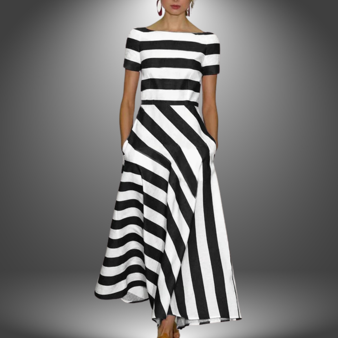 Nicole | Robe Maxi rayée faite à la main
