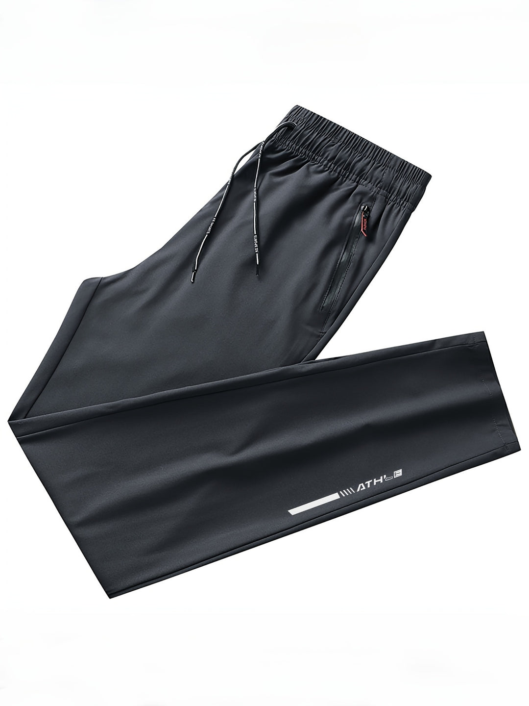 Men's Letters Print Pants With Zipper Pockets, Casual Elastic Waist Thin Breathable Drawstring Trousers For Outdoor Activities Gift