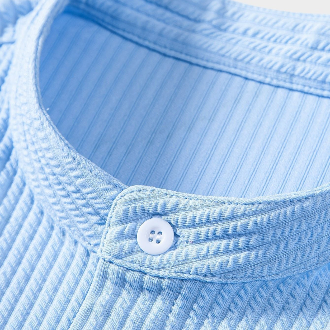 Fleur De Luxe - Chemise Bleu Clair en Coton Gaufré