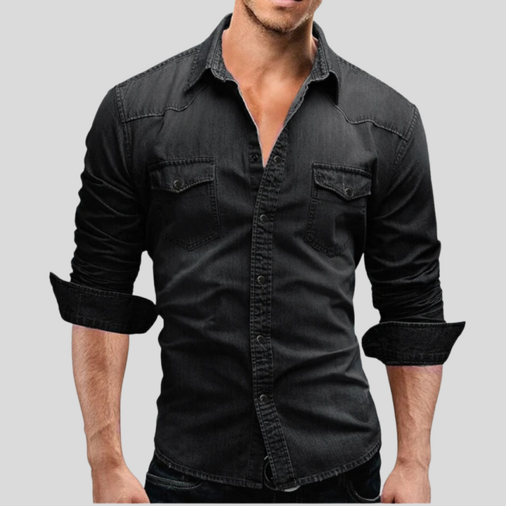 Fleur De Luxe - Chemise en Jean Noire Homme