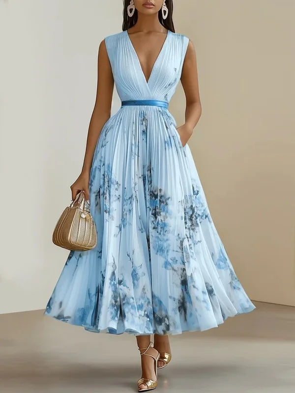 Fleur De Luxe | Robe longue élégante à imprimé aquarelle