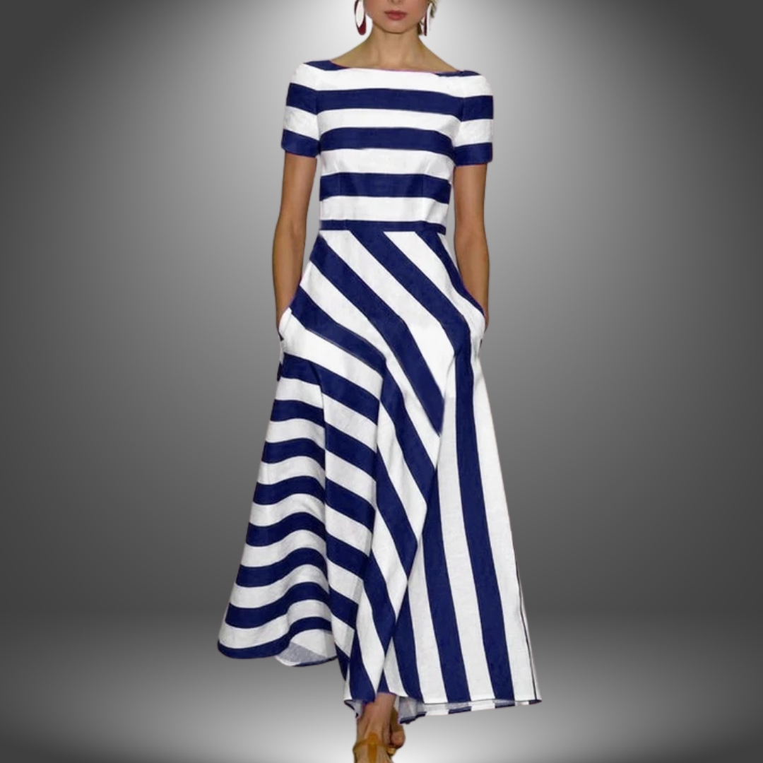 Nicole | Robe Maxi rayée faite à la main