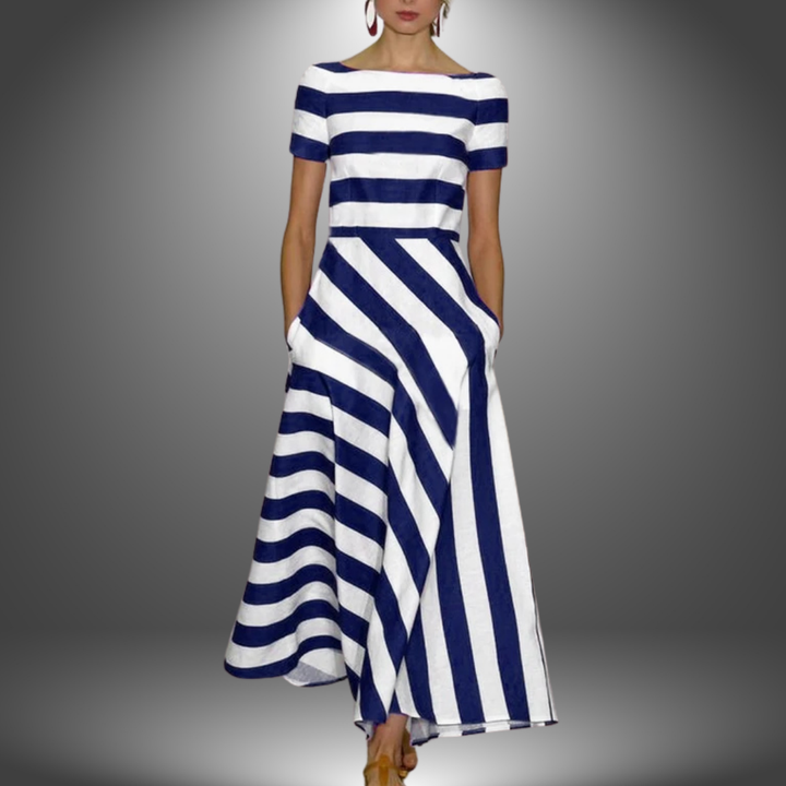 Nicole | Robe Maxi rayée faite à la main