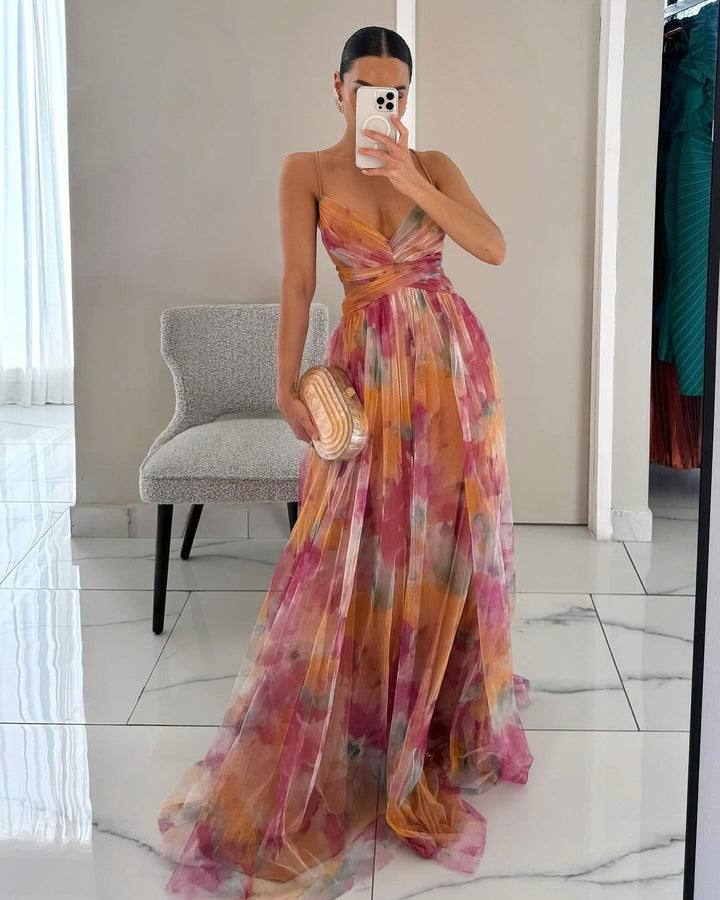 Fleur De Luxe - Robe Longue en Tulle Fluide