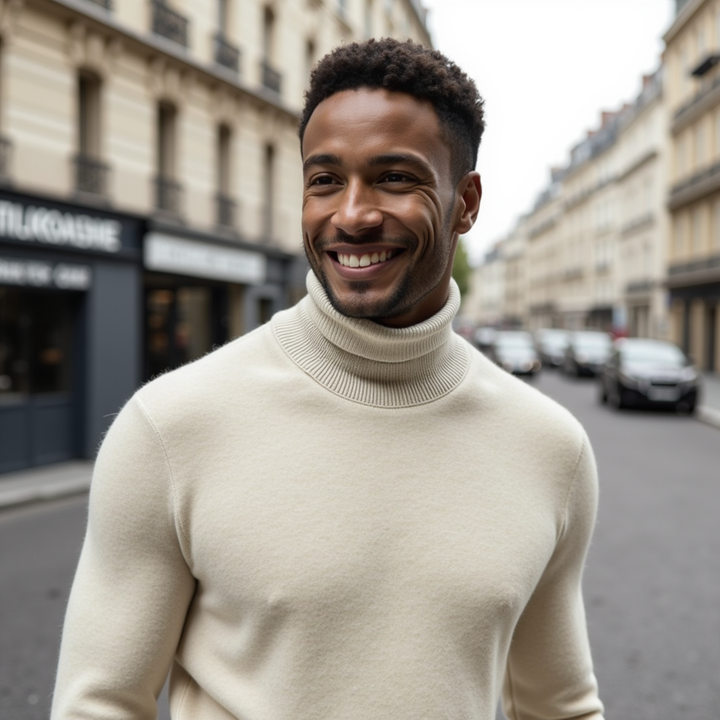 Laurent | Pull en cachemire avec col en maille