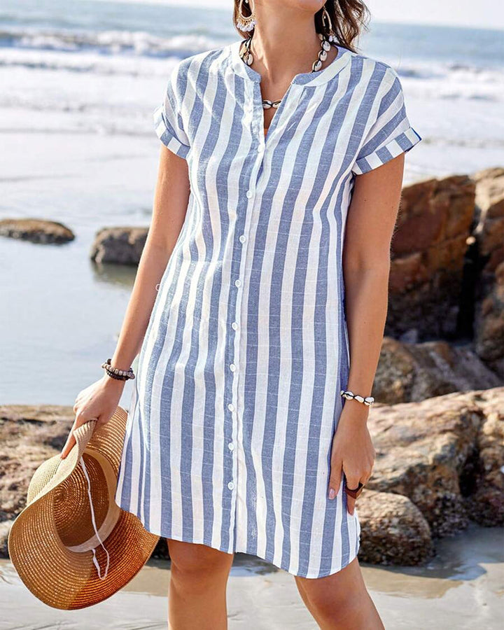 Fleur De Luxe | Robe Chemise Rayée Bord de Mer