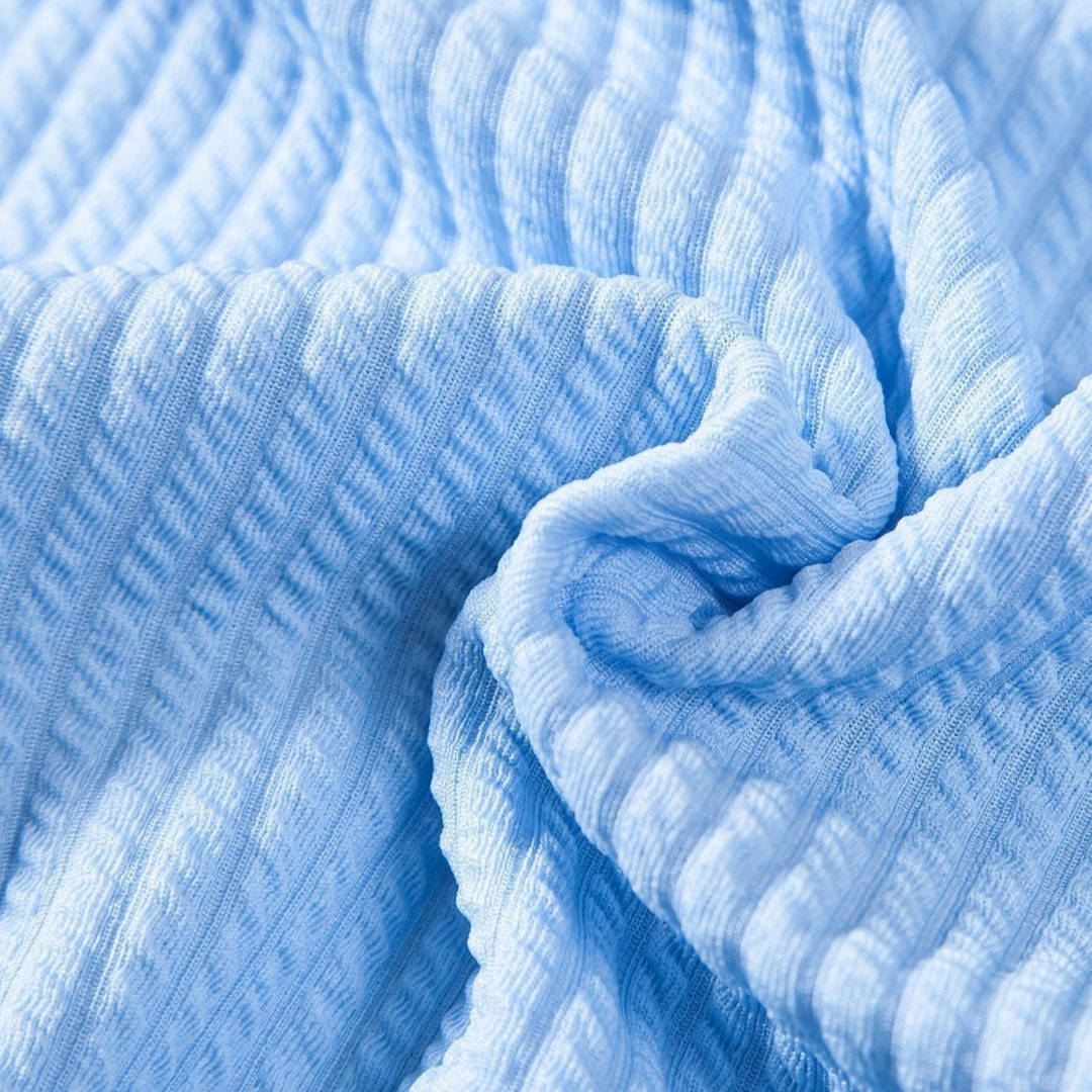 Fleur De Luxe - Chemise Bleu Clair en Coton Gaufré