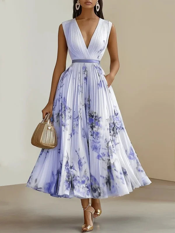Fleur De Luxe | Robe longue élégante à imprimé aquarelle