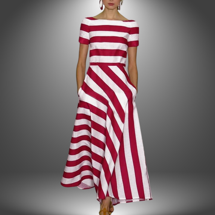 Nicole | Robe Maxi rayée faite à la main