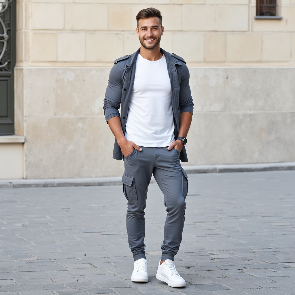 SAMUEL | Pantalon cargo en denim élastique
