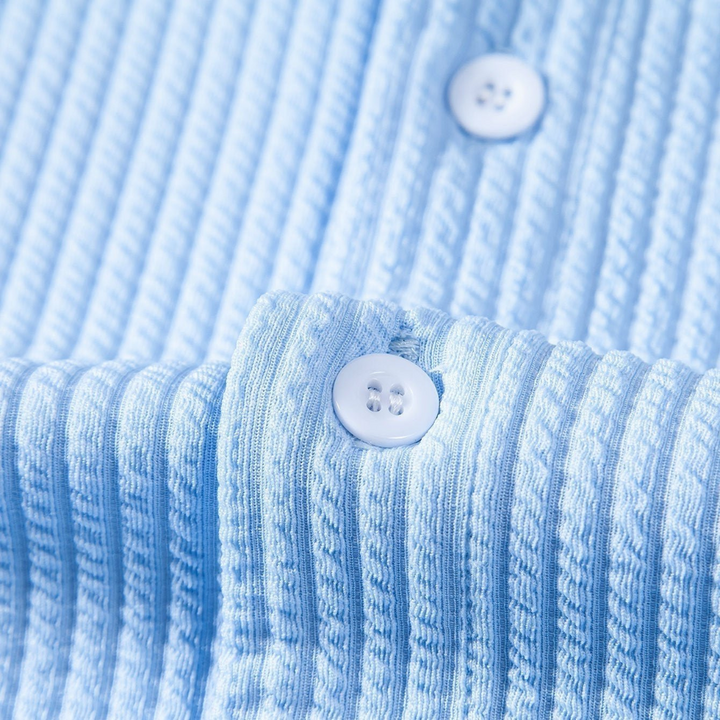 Fleur De Luxe - Chemise Bleu Clair en Coton Gaufré