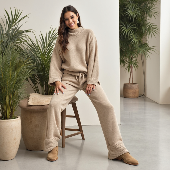 Jacqueline | Ensemble de Tricot Rayé