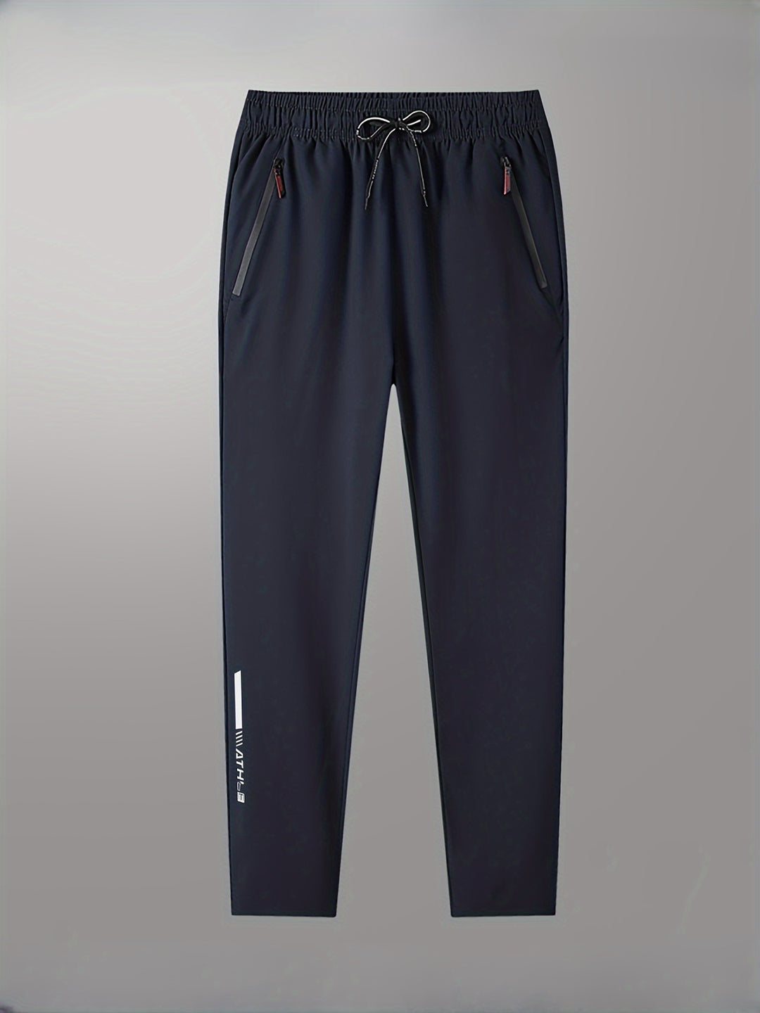 Men's Letters Print Pants With Zipper Pockets, Casual Elastic Waist Thin Breathable Drawstring Trousers For Outdoor Activities Gift
