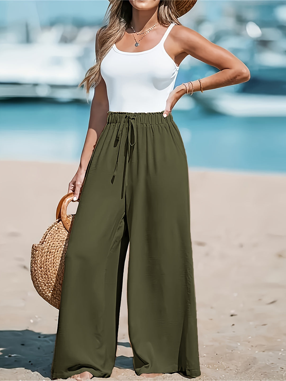 Fleur De Luxe - Pantalon Fluide Taille Haute
