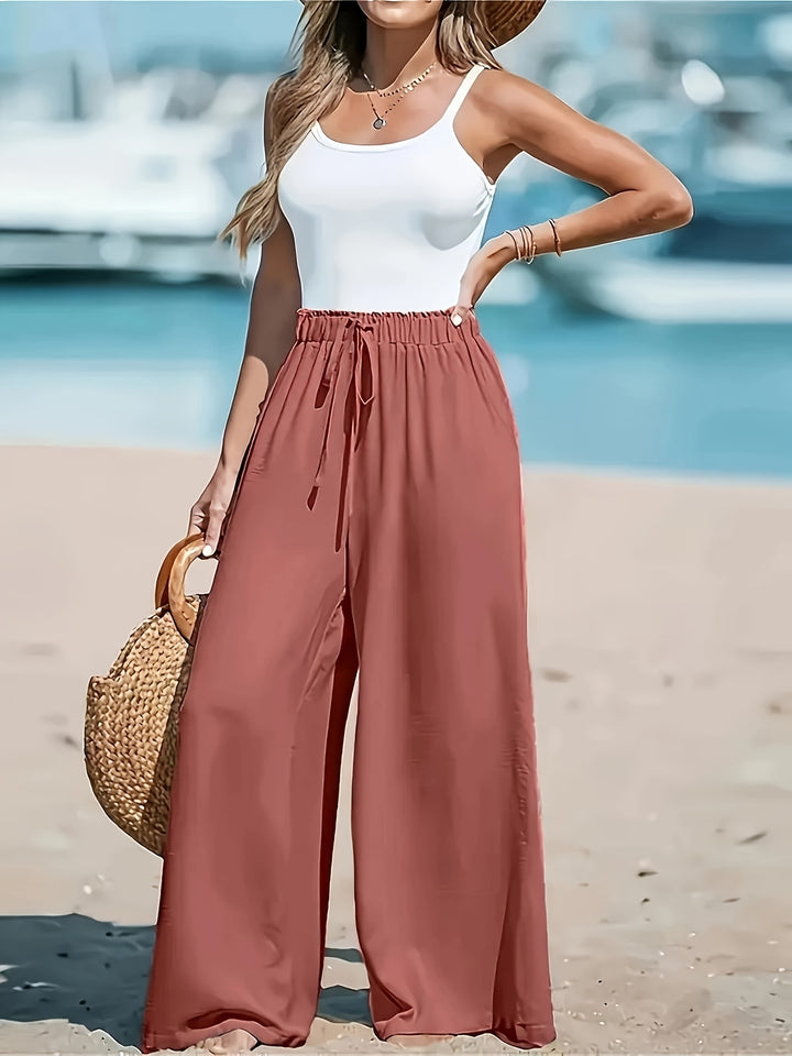 Fleur De Luxe - Pantalon Fluide Taille Haute