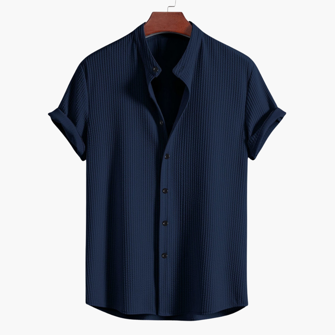 Fleur De Luxe - Chemise Bleu Clair en Coton Gaufré