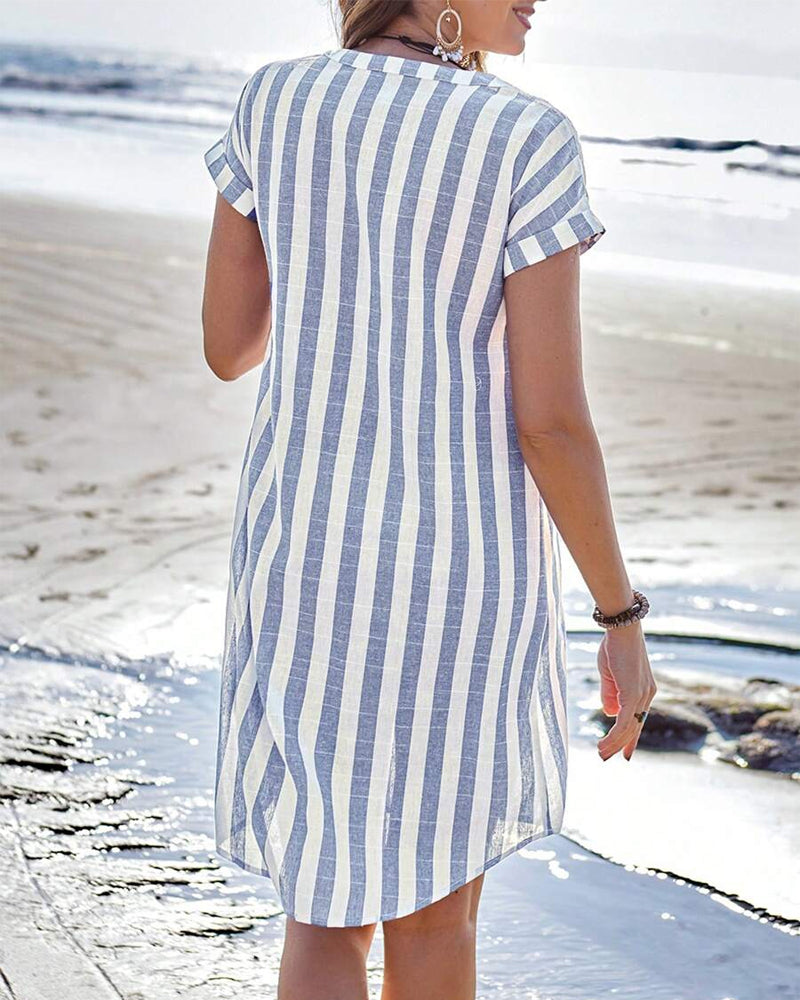 Fleur De Luxe | Robe Chemise Rayée Bord de Mer