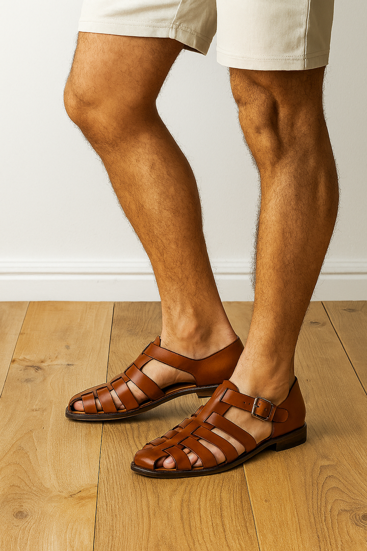 Fleur De Luxe - Sandales Tressées Homme Cuir