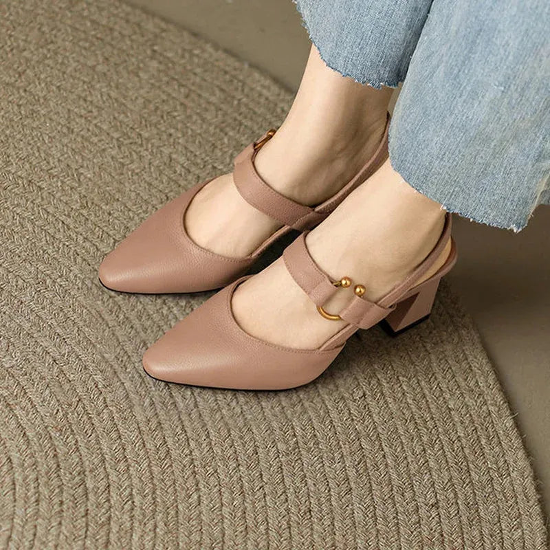 Fleur De Luxe - Escarpins Slingback Élégance Architecturale
