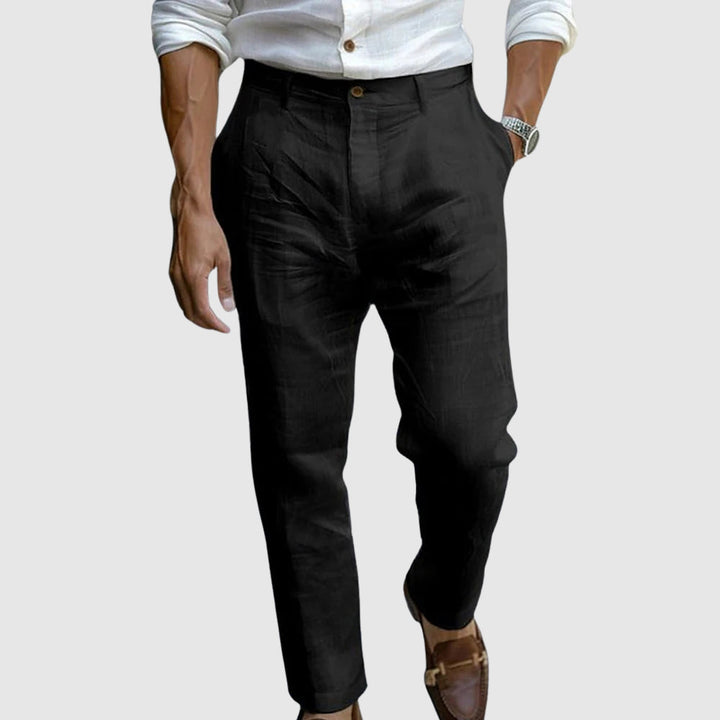 Fleur De Luxe - Pantalon en Lin Noir Homme