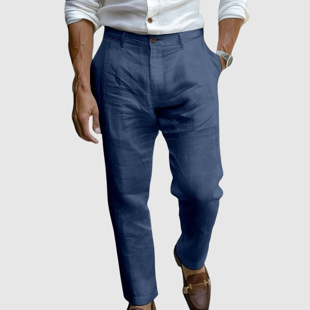 Fleur De Luxe - Pantalon en Lin Noir Homme