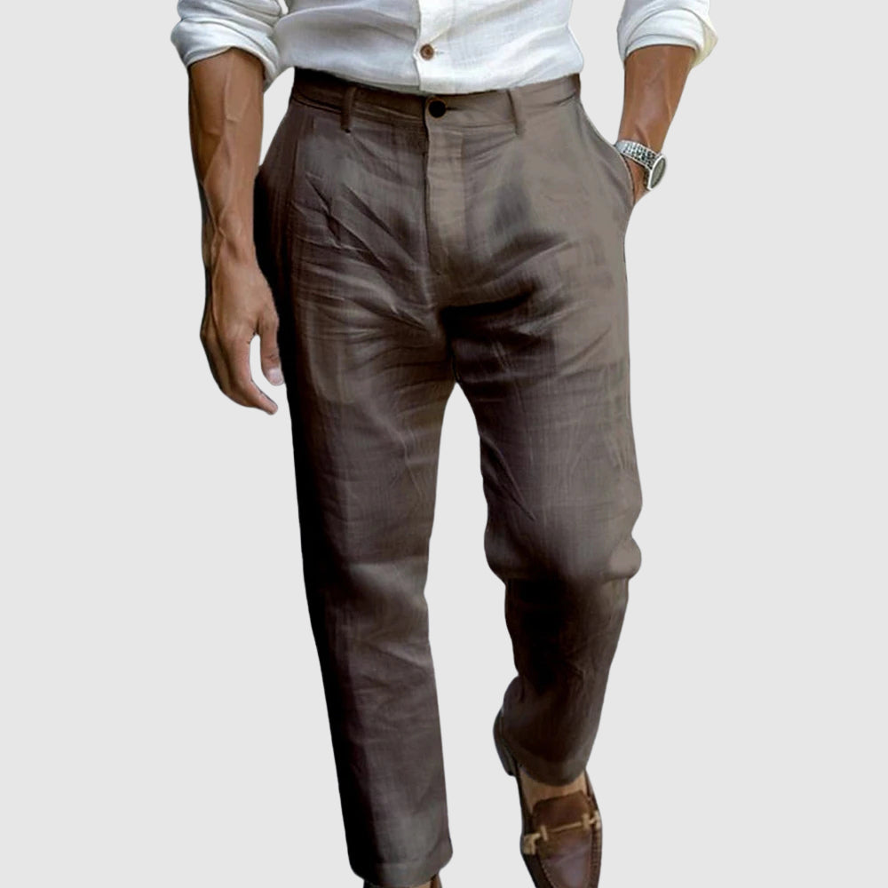 Fleur De Luxe - Pantalon en Lin Noir Homme