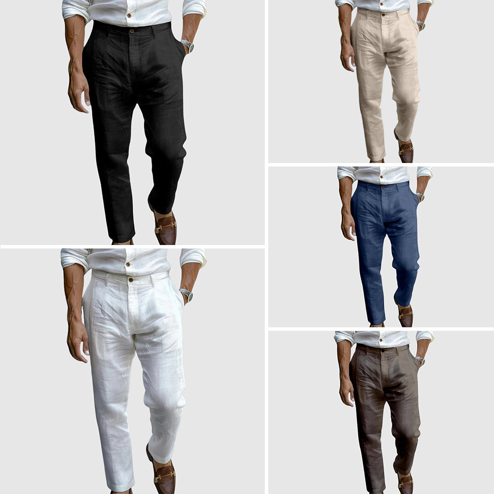 Fleur De Luxe - Pantalon en Lin Noir Homme