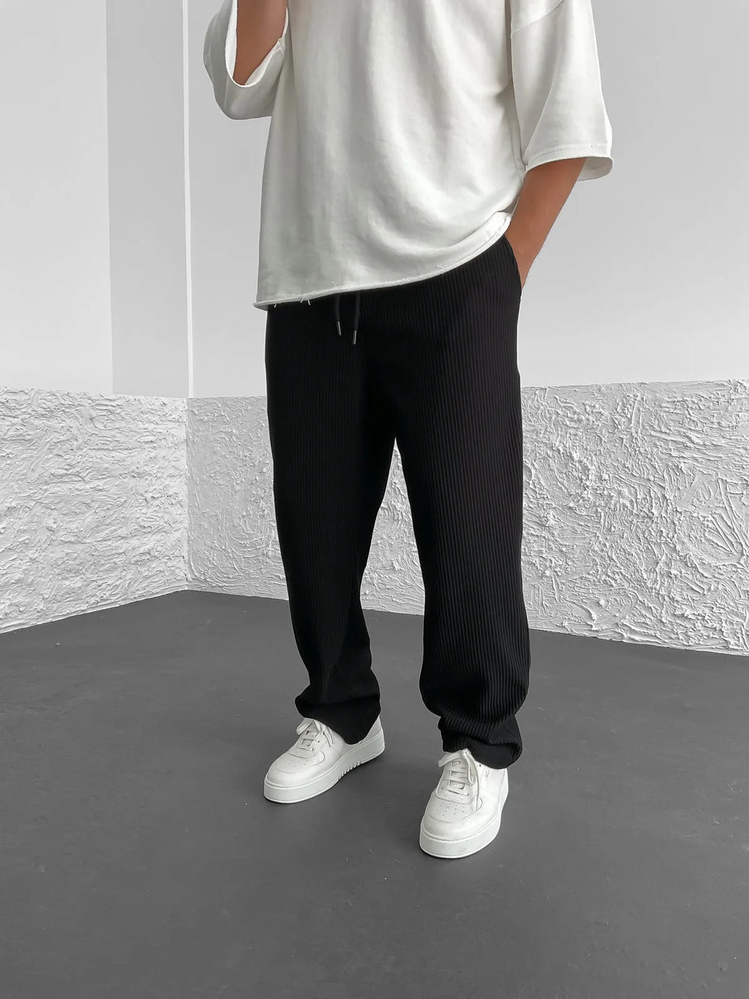 Fleur De Luxe - Pantalon côtelé coupe décontractée