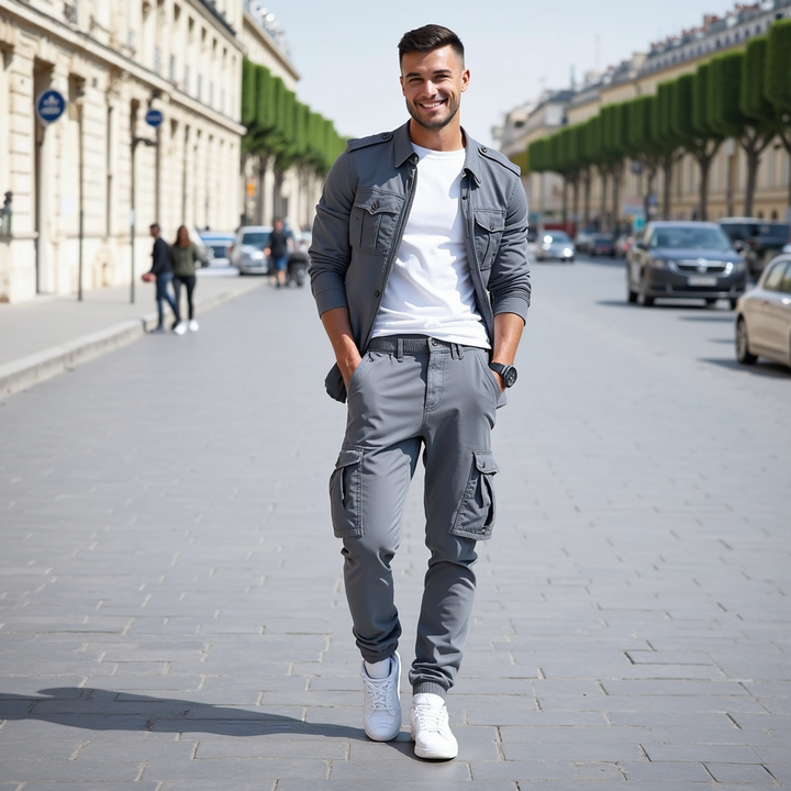 SAMUEL | Pantalon cargo en denim élastique