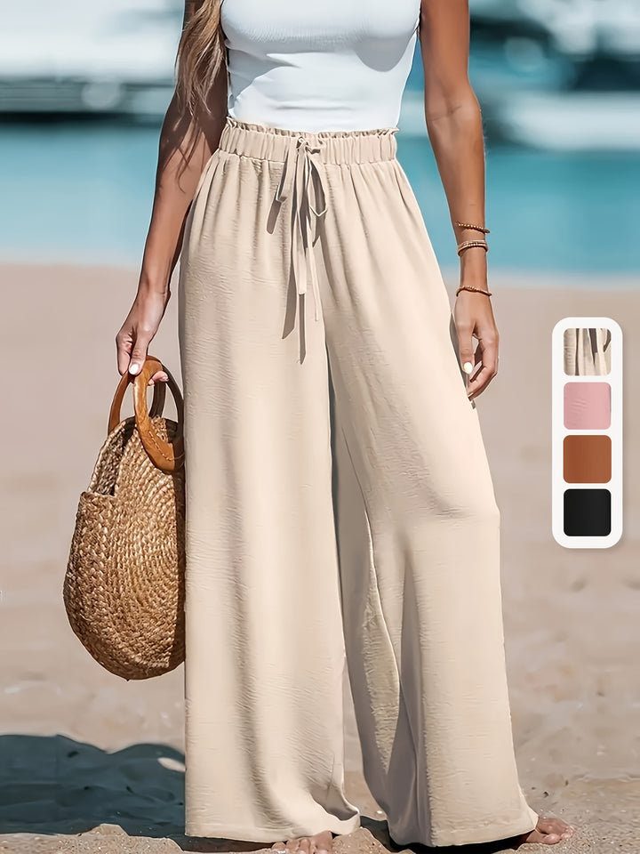 Fleur De Luxe - Pantalon Fluide Taille Haute