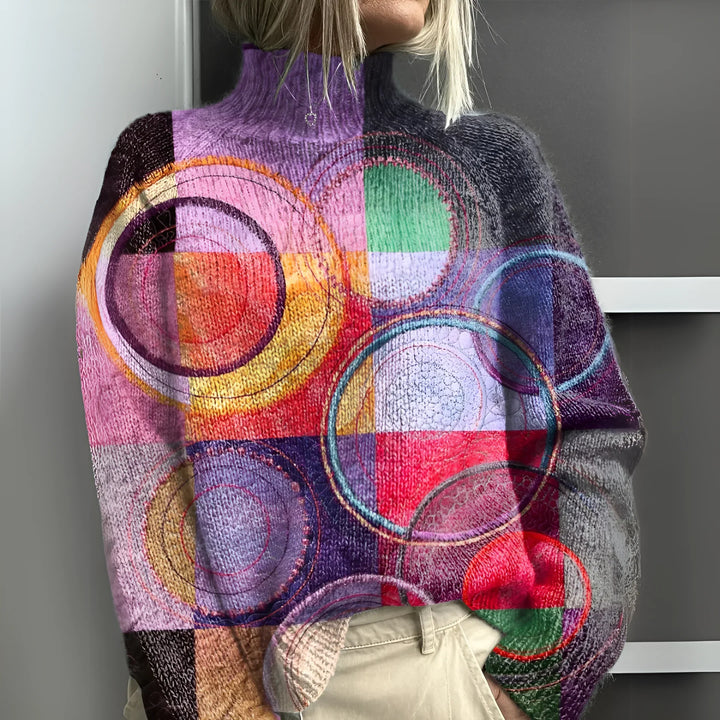 Jasmine - Pull col roulé en maille colorblock